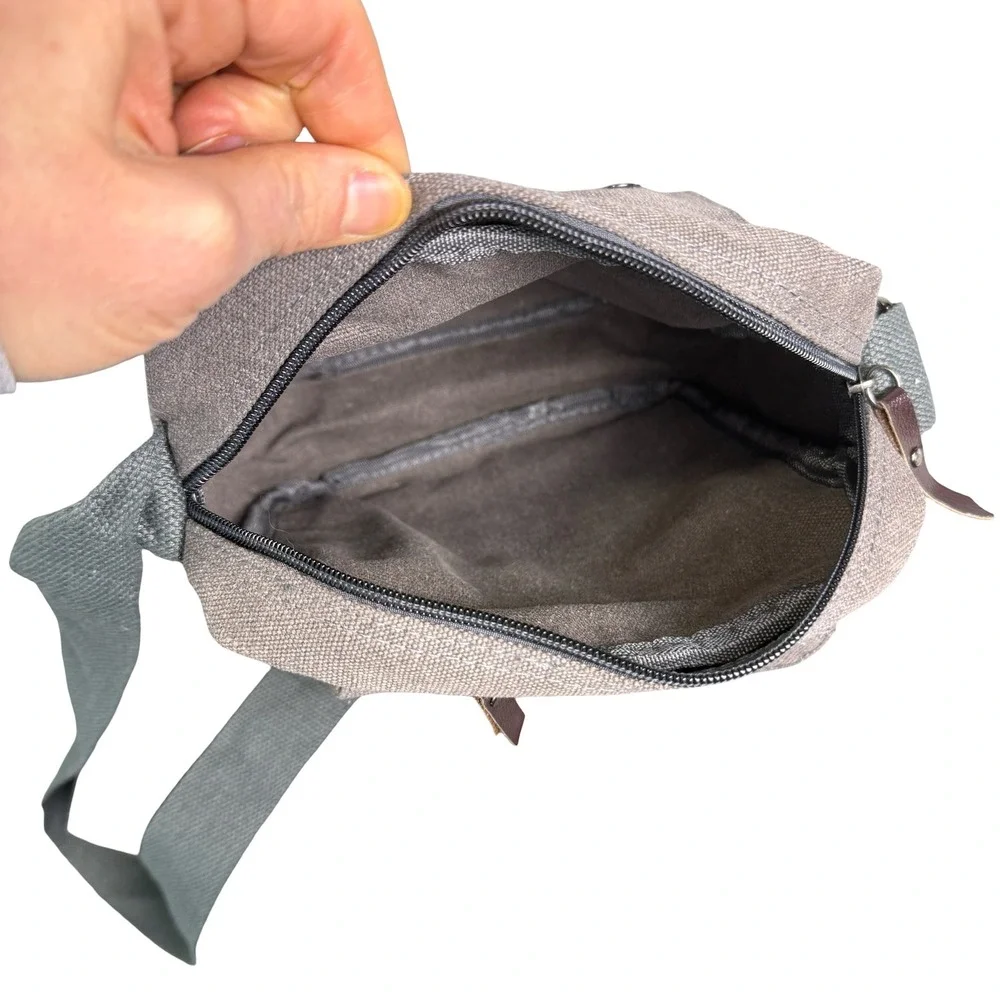 Lo Oulilai Unisex Crossbody Bag Canvas Brown‎ Multiple Pockets Travel Messenger